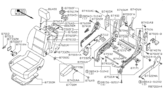 2010 Nissan Armada Adjuster Assy-Front Seat,RH Diagram for 87400-ZW10A