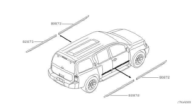 2014 Nissan Armada MOULDING - Front Door, LH Diagram for 80871-ZV61E