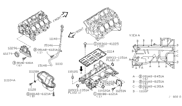 2011 Nissan Armada Cylinder Block & Oil Pan Diagram 1