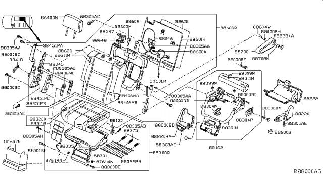 2014 Nissan Armada Pad Assembly-2ND Seat Cushion, RH Diagram for 88311-ZC00A