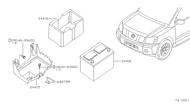 2010 Nissan Armada Battery & Battery Mounting Diagram