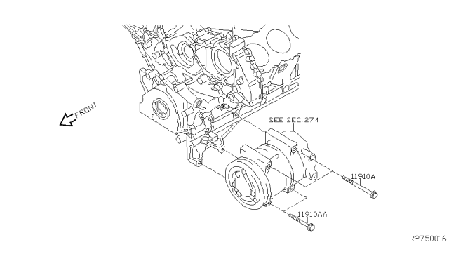 2010 Nissan Armada Compressor Mounting & Fitting Diagram