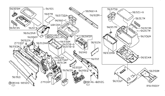 2005 Nissan Armada Console Box-Center Diagram for 96950-7S005