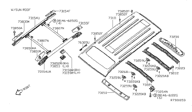 2015 Nissan Armada Roof Panel & Fitting Diagram 3