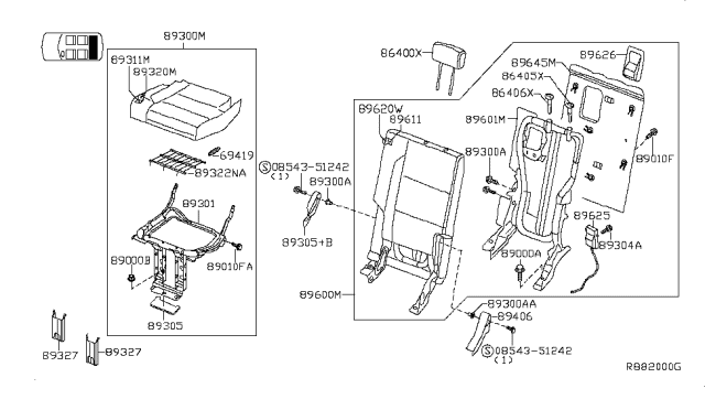 2015 Nissan Armada FINISHER-Device RH Seat Inside Diagram for 89406-ZQ00B
