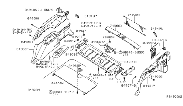 2007 Nissan Armada Cup Holder Assembly Diagram for 84956-ZQ00B