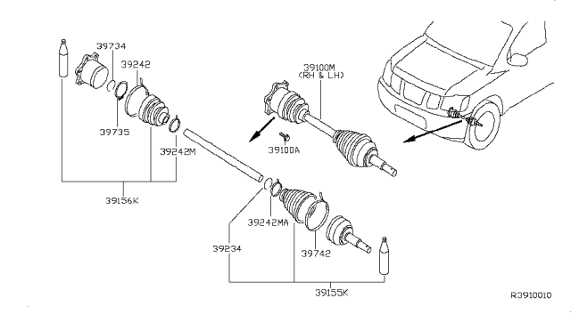 2010 Nissan Armada Repair Kit-Dust Boot,Outer Diagram for 39241-8J126