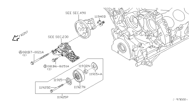2015 Nissan Armada SPACER-IDLER PULLEY Diagram for 11932-7S00A