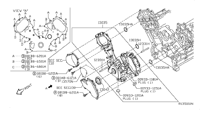 2014 Nissan Armada Front Cover,Vacuum Pump & Fitting Diagram