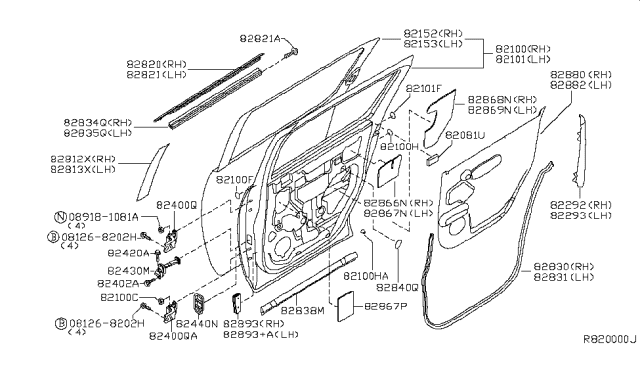2006 Nissan Armada Insulator Diagram for 82867-7S000