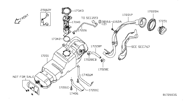 2015 Nissan Armada Filler Cap Assembly Diagram for 17251-ZZ62E