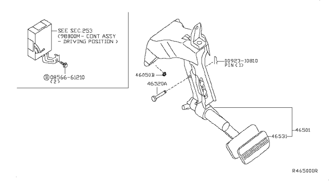 2007 Nissan Armada Brake & Clutch Pedal Diagram