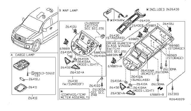 2011 Nissan Armada Lamp Assembly Map Diagram for 26430-ZQ82A