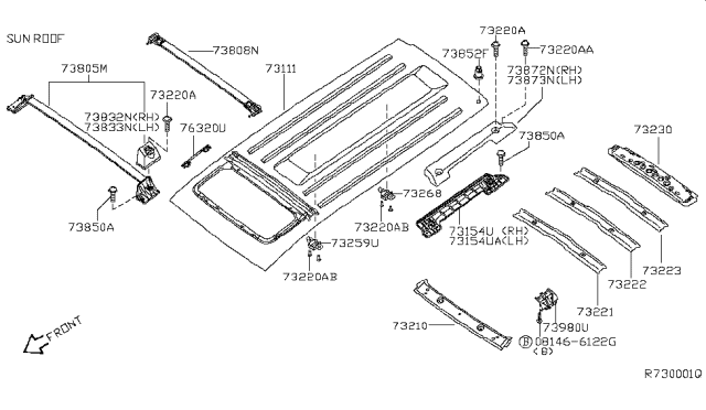 2004 Nissan Armada Roof Panel & Fitting Diagram 2