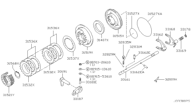 2005 Nissan Armada Transfer Shift Lever,Fork & Control Diagram 1