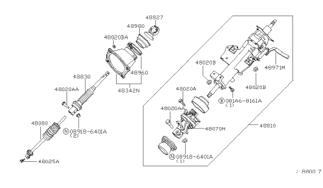 2006 Nissan Armada Shaft Assy-Steering Column,Lower Diagram for 48822-7S000