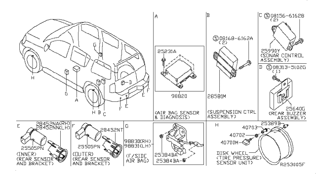 2010 Nissan Armada Bracket-Electric Unit Diagram for 28453-ZQ03A