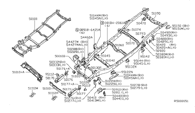 2014 Nissan Armada Bracket-Rear Bound Bumper, LH Diagram for 50489-7S030