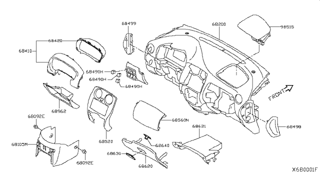 2014 Nissan Versa Note Instrument Panel,Pad & Cluster Lid Diagram 3