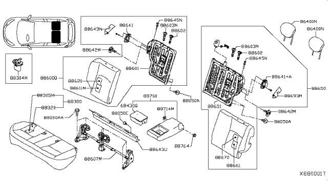 2017 Nissan Versa Note Trim Cushion Rear Diagram for 88320-9MB0A