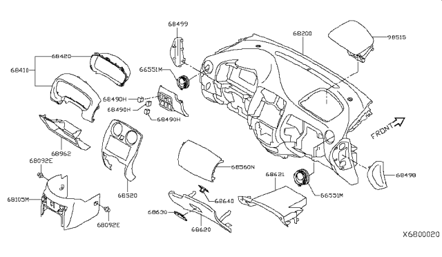 2014 Nissan Versa Note Instrument Panel,Pad & Cluster Lid Diagram 4