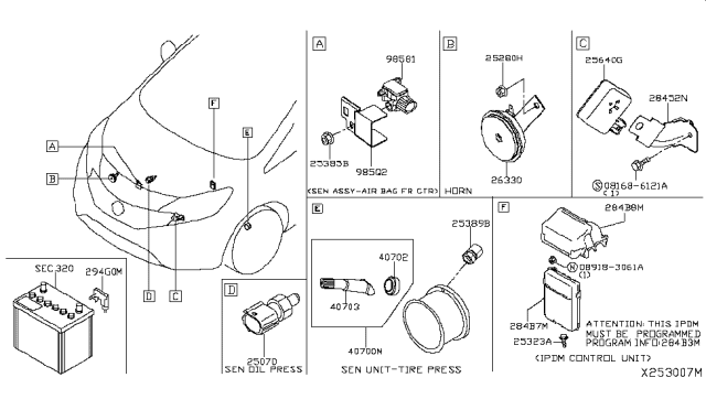 2018 Nissan Versa Note Sensor-Air Bag Front Center Diagram for 98581-3JA8A