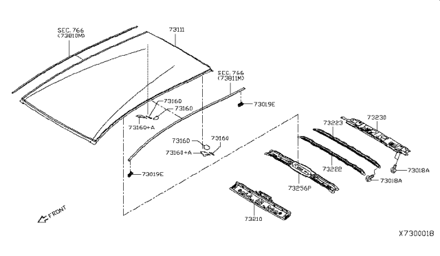 2015 Nissan Versa Note Roof Panel & Fitting Diagram 1