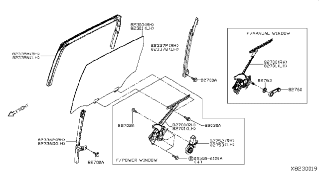 2016 Nissan Versa Note Glass Run Rubber-Rear Door Lower Rear,LH Diagram for 82387-9MB0A