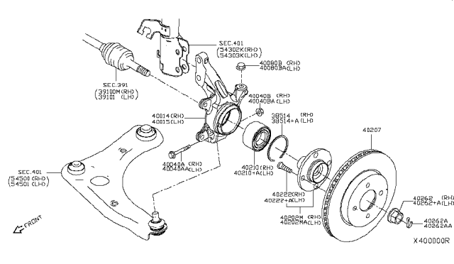 2014 Nissan Versa Note Spindle-KNUCKLE,RH Diagram for 40014-1HK0A