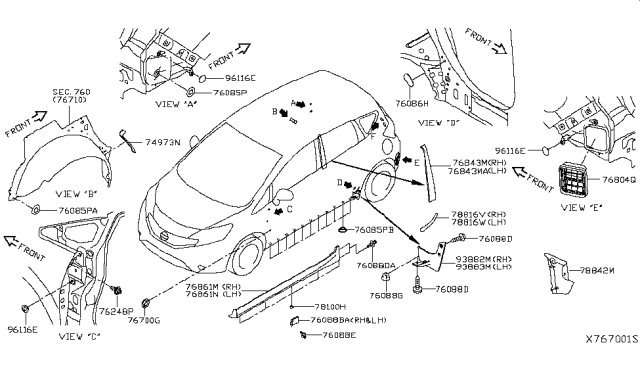 2015 Nissan Versa Note Body Side Fitting Diagram 3