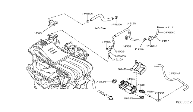 2015 Nissan Versa Note Engine Control Vacuum Piping Diagram 2