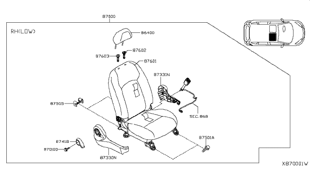 2015 Nissan Versa Note Front Seat Diagram 4