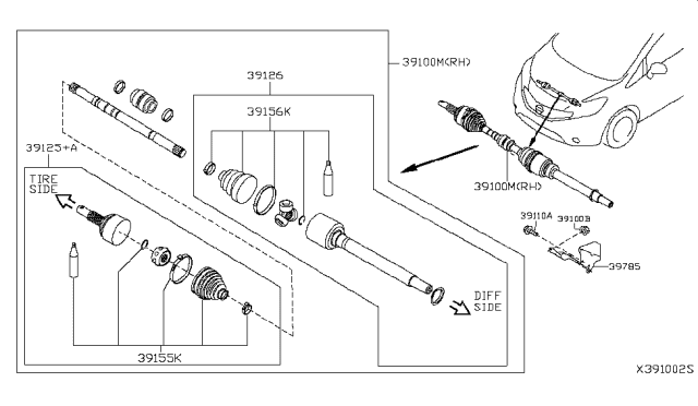 2018 Nissan Versa Note Front Drive Shaft (FF) Diagram 2