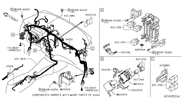 2018 Nissan Versa Note Harness-Main Diagram for 24010-9MF7A