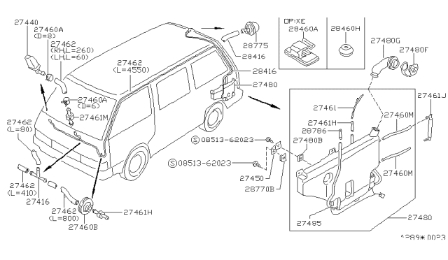 1990 Nissan Van Motor-Washer Diagram for 28920-21C00