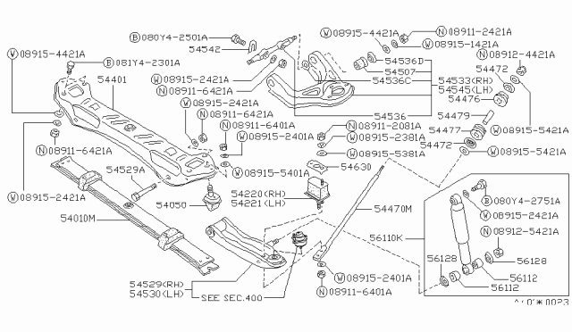 1987 Nissan Van Spindle-Upper Arm Diagram for 54432-G0300