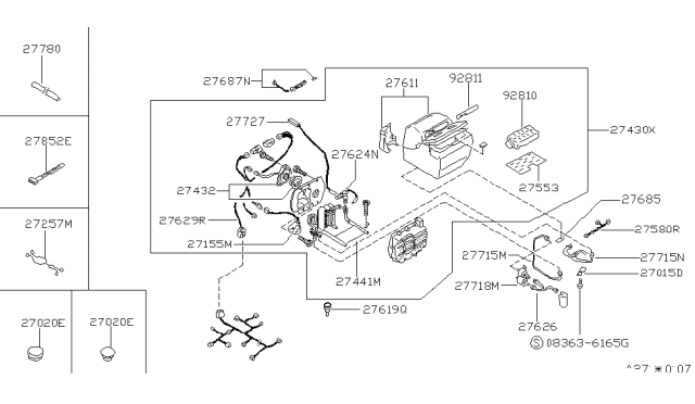 1988 Nissan Van Harness Air Conditioner Diagram for 27445-17C06