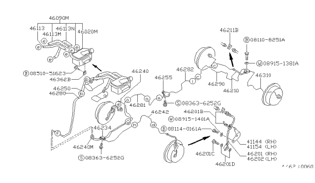 1991 Nissan Van Brake Piping & Control Diagram 4