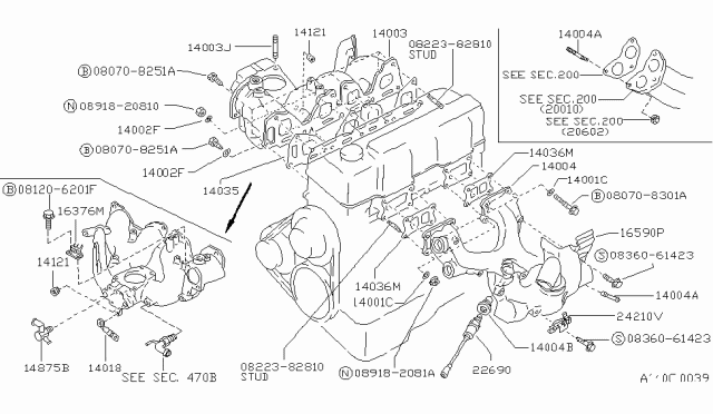 1987 Nissan Van Manifold Intake Diagram for 14003-17C02