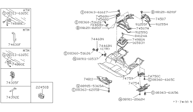 1987 Nissan Van INSULATOR Heat Front Floor Diagram for 74762-11C00