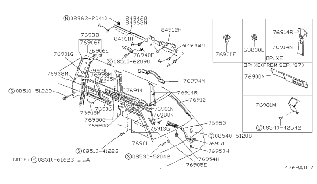 1990 Nissan Van Body Side Trimming Diagram 1