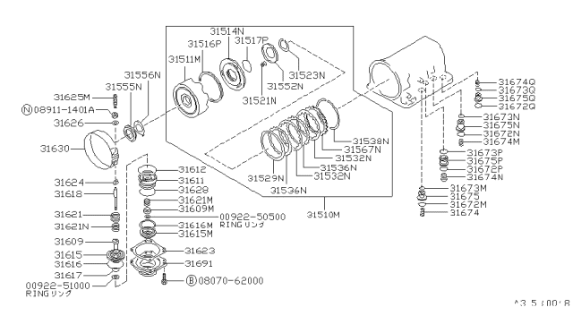 1990 Nissan Van Ring-Snap Diagram for 31538-21X00