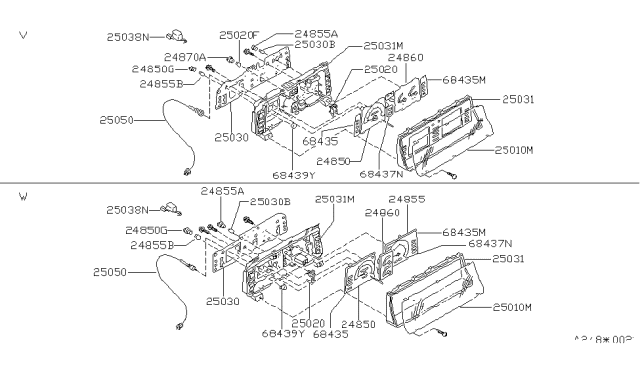 1988 Nissan Van Speedometer Assembly Diagram for 24820-17C00