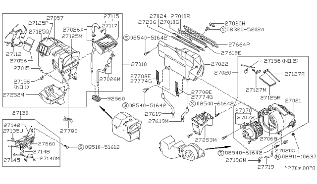 1987 Nissan Van Duct-Air Outlet No 2 Diagram for 27131-G5700