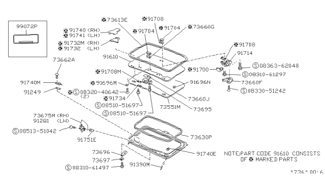 1993 Nissan Van Sun Roof Parts Diagram 1