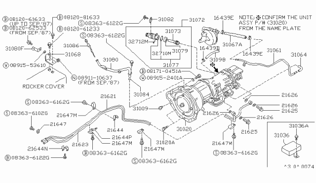 1989 Nissan Van Automatic Transmission Diagram for 31020-X8373