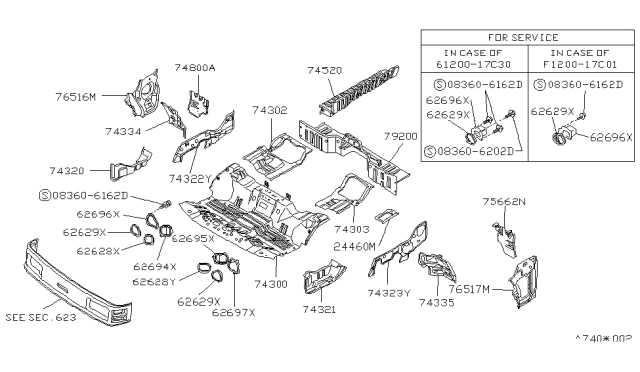 1988 Nissan Van Splash-Panel RH Diagram for 74380-17C30