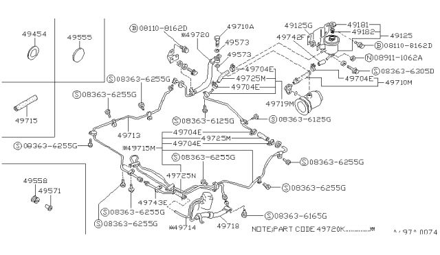 1989 Nissan Van Hose-Return,Power Steering Diagram for 49724-26C00
