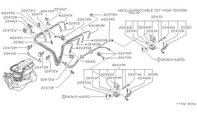 1988 Nissan Van Ignition Coil Assembly Diagram for 22448-10G10