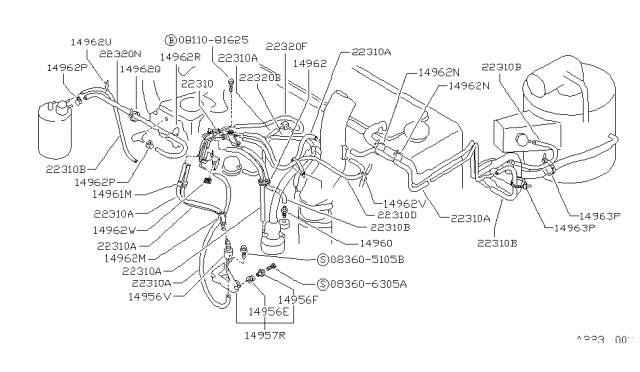 1990 Nissan Van Engine Control Vacuum Piping Diagram 1